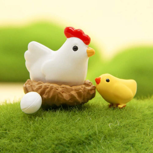 12Pcs Miniature Hen Chicken Family Egg Statue Figurine Garden Decor Ornaments Outdoor Statues Garden Sculptures and Statues...