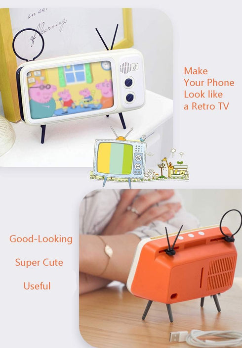 UnnFiko Wireless Bluetooth Speakers Retro TV Style Stand Holder, Cartoon Desktop Bracket Desk Mount, Universal for Samsung iPhone 14 13 12 Pro Max...
