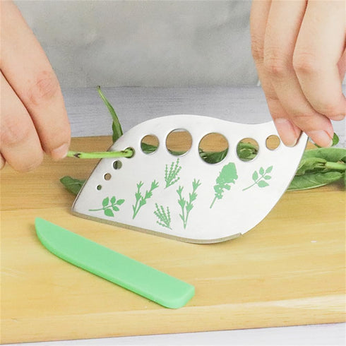Herb Stripper,Green 9 holes Stainless Steel Kitchen Herbs Leaf Stripping Tool, Metal Herb Peeler for Kale, Collard Greens, Thyme, Basil, Rosemary ...