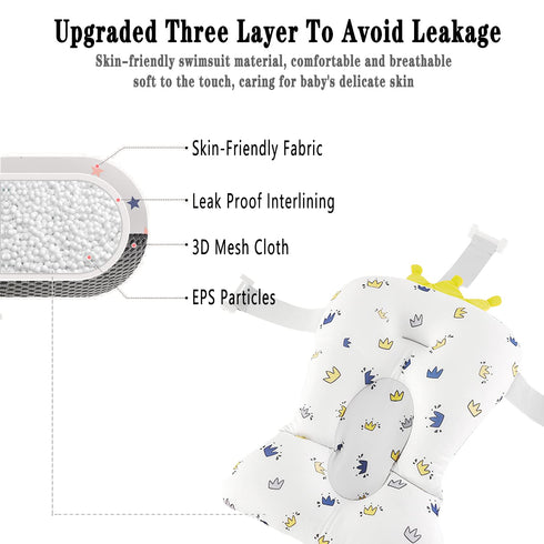 Baby Bath Pad, Breathable Soft Baby Bathtub Mat, Adjustable Nonslip Newborn Toddler Bath Cushion, Comfortable Baby Bath Skin Friendly Bathtub Floa...