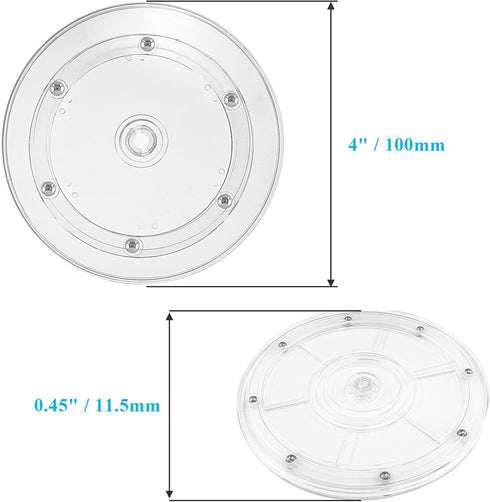 Jersvims 2Pcs 4 Inch Acrylic Turntable Platter, Transparent Turntable Organizer Round Rotating Plate for Kitchen Pantry Cabinet Desk Rack Spice Ca...
