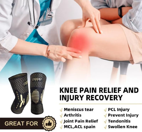 Copper Knee Braces for Knee Pain Women & Men - 2 Pack Knee Brace Compression Sleeve, Best knee Support for Arthritis Pain,Meniscus Tear, Running,W...