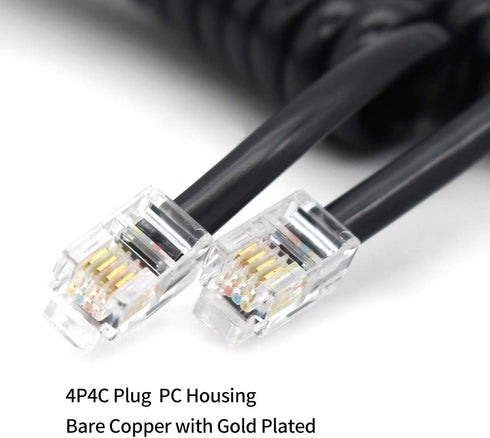 Telephone Handset Cord Detangler Cable Pure-Copper Coiled 1.2 to 10 Feet Uncoiled Landline Phone Spiral Curly Cable Extension Modular Wire Lead St...