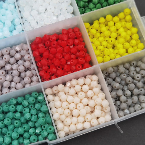 INSPIRELLE Approx 2400pcs 4mm Opaque Multicolor Bicone Beads for Jewelry Bracelet Making Bulk Faceted Crystal Glass Briolette Beads...