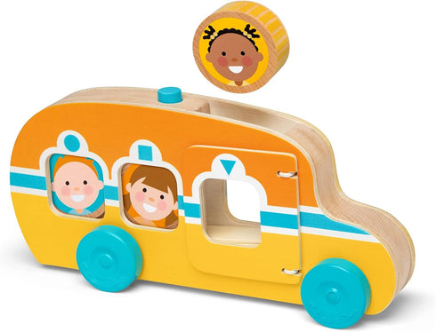 Melissa & Doug GO Tots Wooden Roll & Ride Bus with 3 Disks - FSC Certified...