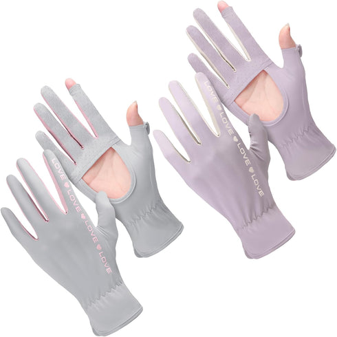 Hercicy 2 Pairs Sun Gloves for Women UV Protection Summer Driving Gloves Full Finger Touchscreen Non Slip Gloves Outdoor Gloves for Women Girl...