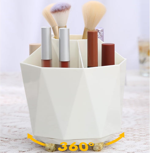 360° Rotating Makeup Brushes Holder Organizer, 5 Slot Makeup Organizer Countertop,Vanity Bathroom Skincare Organizers and Storage for Lipstick, Na...