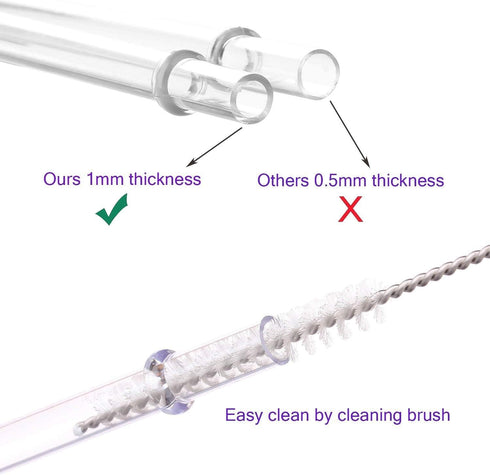 DAKOUFISH 11 Inch Clear Reusable Plastic Replacement Drinking Straws for 24 oz & 16 oz Mason Jar Tumblers,Set of 12 Pcs Straws with Cleaning Brush...