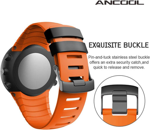ANCOOL Compatible with Suunto Core Watch Band,Soft TPU Replacement Strap Sport Wristband Metal Clasp for Suunto Core Fitness Smart Watch...