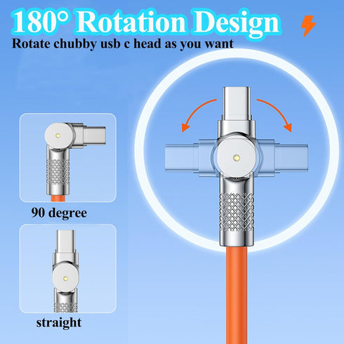 120W Chubby Type C Cable 180°Rotating Fast Charge Cable USB C Cable Heavy Duty Unbreakable Silicone,Compatible with Samsung Galaxy S10 S9,Note 9 8...
