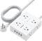 Extension Cord 6 Ft, Surge Protector Power Strip - 8 Widely Outlets 4 USB Ports 10 Ft Long Cord, Flat Plug, Wall Mount, 3-Side Outlet Extender Ove...