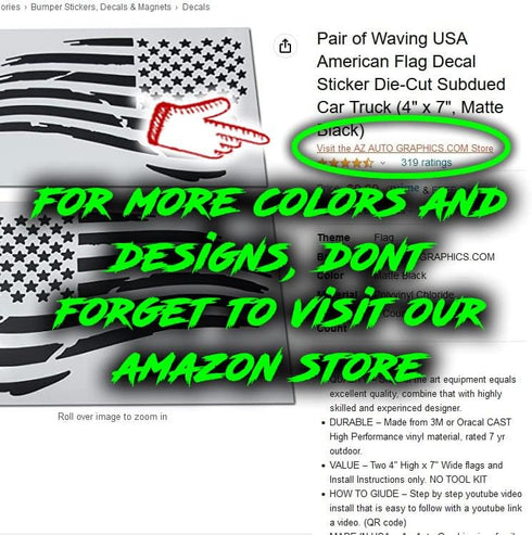 (Matte Black 4" x 7") Two US American Flag Decal Sticker Die-Cut Subdued Car Truck...