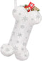 Malier Pet Dog Christmas Stocking, Xmas Luxury Faux Fur Large Bone Shape Hanging with Silver Snowflakes Sequin Decorations Pets Christmas Stocking...