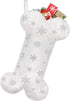 Malier Pet Dog Christmas Stocking, Xmas Luxury Faux Fur Large Bone Shape Hanging with Silver Snowflakes Sequin Decorations Pets Christmas Stocking...