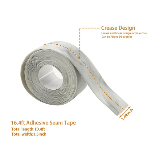 1.5" x 16.4Ft White Caulk Tape Waterproof Self Adhesive Bathtub Caulk Sealing Strip Tape Toilet Caulk Sealant Tape for Bathroom Caulking Tape Show...