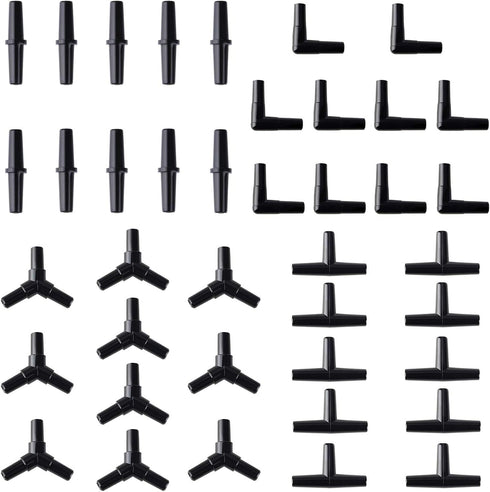 Pawfly 40 Piece Aquarium Airline Tubing Connectors Black Plastic Inline Valve...