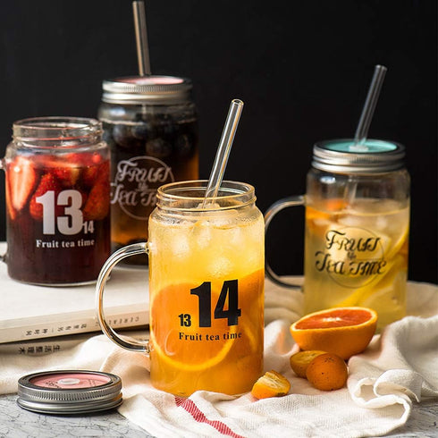 Hiware Reusable Glass Straws Set, 5-piece Drinking Straws with Cleaning Brush, 10" x 10 mm, Dishwasher Safe...