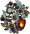 Vintage Austrian Crystal Rhinestone Elegant Party Flower Leaf Vine Brooch Pin...