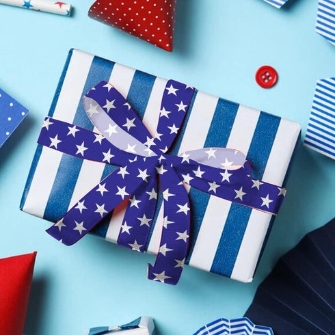Hying 12 PCS 4th of July Patriotic Ribbons, 3/8" Width Patriotic Grosgrain Ribbons American Stars Craft Ribbon Red Blue Buffalo Plaid Ribbons for ...
