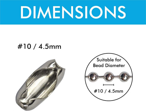 Ball Chain Connector Clasps 300 Pieces Number 10 Connectors Fits 4.5mm Beaded Ball Chain...