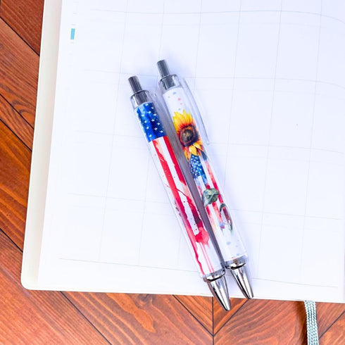 YJ PREMIUMS 6PC American Flag Pens Eagle Black and White Striped Ink Pen for 4th USA Themed Military Veterans Day Marine Crops Employees Gifts Stu...