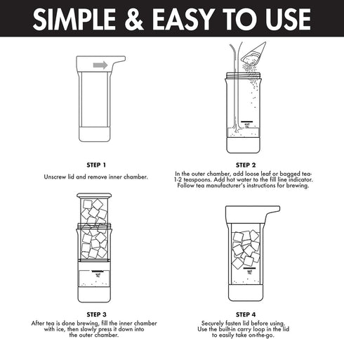 Primula Press and Go Iced Tea Maker, Travel Tumbler, Infuser Bottle, Leak-proof Flip-top Lid with Carry Loop, Dishwasher Safe, Made without BPA, 1...