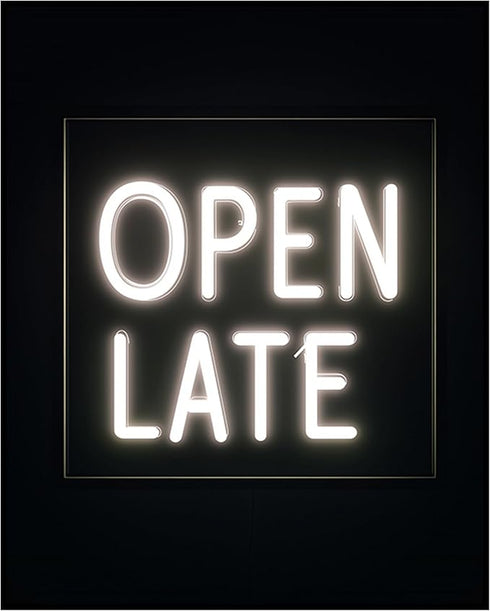 Posterizer 1 pcs-OPEN LATE sign poster with neon font 2-Kitchen & Bar Art-Gift for Men Women Teens-Art Poster Print for Home, Office, Store, Bar- ...