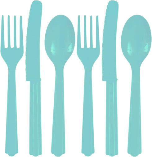 Assorted Robin's Egg Blue Plastic Cutlery (Pack of 24) - Elegant, Durable & Disposable Party Supplies for Every Occasion...