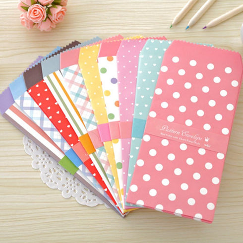 SCStyle 50 Pack Colored Envelopes 3.35 x 6.89 Inches 10 Unique Design Cute Coin invitation Gift Card Postcard Colorful Envelopes...