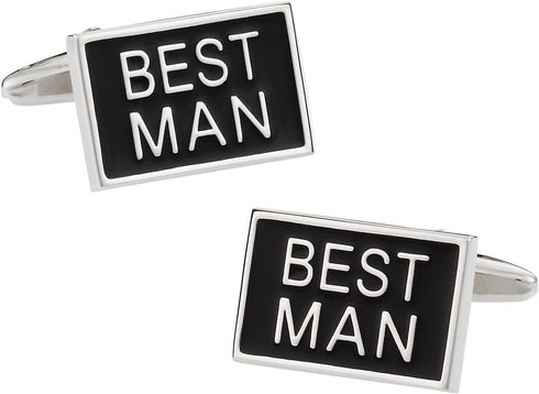 Wedding Cufflinks for your Best Man in Black & Silver with Presentation Box...