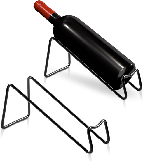 Countertop Wine Rack, 2 Pcs Wine Bottle Holder, Metal Small Wine Rack, Tabletop Wine Storage Stand for Cabinet, Pantry, Bar, Black...