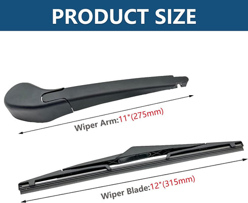 Rear Wiper Arm Blade Set Replacement for Ford Focus 2012-2018 Hatchback SE ST RS, Rear Windshield Wiper Arm Blade Set for Back Windshield Window, ...