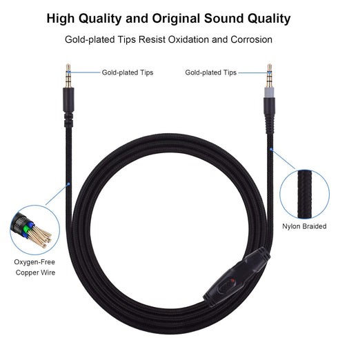 Replacement Cable Compatible with Kingston Hyperx Cloud Mix Alpha Gaming Headset, Volume Control Inline Mute, Detachable/Removable 3.5mm Audio Aux...