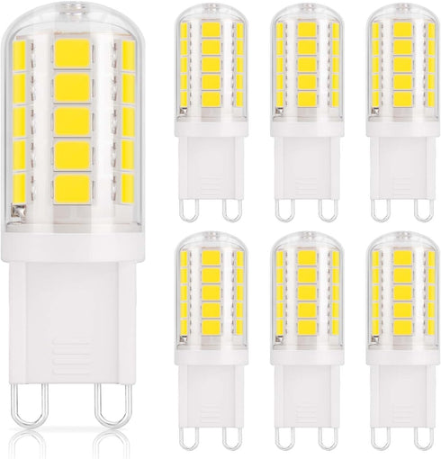 DiCUNO G9 LED Bulb 40W, Daylight White 6000K, 400LM, G9 Bi-pin LED Bulbs for Chandelier Light, Non-dimmable, G9 Halogen Bulb Replacement for Penda...