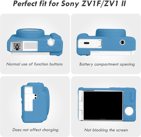 Rieibi ZV-1F Case, Soft Silicone Protective Case for Sony ZV1F/ZV-1M2/ZV-1 Mark II Vlog Camera, Lightweight ZV1F Case - Blue...
