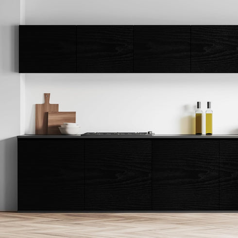 Black Wood Peel and Stick Wallpaper, Contact Paper 17.1in x 120in Self-Adhesive & Removable Waterproof Wallpaper for Countertops, Drawer Liner Cab...