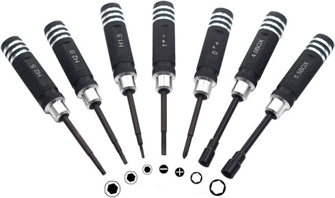 7PCS Vgoohobby Hex Screw Driver Screwdriver Repair Tool Kit Set Hex Nut Key Socket for RC Helicopter Airplane Robotics Car,H1.5 2.0 2.5mm Hex,4.0 ...