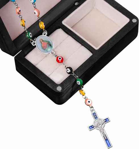 60Pcs/30Set Rosary Kits Cross and Center Medal Charms Alloy Religion Enamel Picture Jesus Virgen De Guadalupe Charm Crucifix Pendant for Diy Jewel...