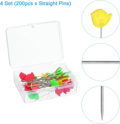uxcell Straight Pins 200pcs Multicolor Straight Quilting Pins Bird Head Sewing Pins for Dressmaker, DIY Craft, Sewing Project...