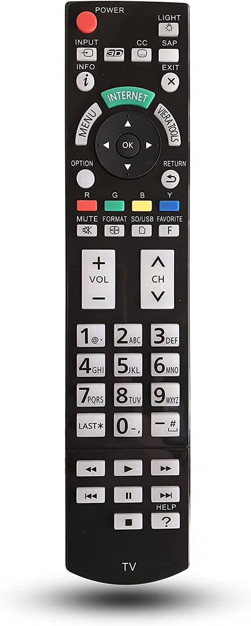 Replacement Remote Control N2QAYB000703 for Panasonic Viera TV TC-P50ST50 TC-L42ET5 TC-P55ST50 TC-P55VT50 TC-L55ET5 TC-L55DT50 TC-P60ST50 TC-P65VT...