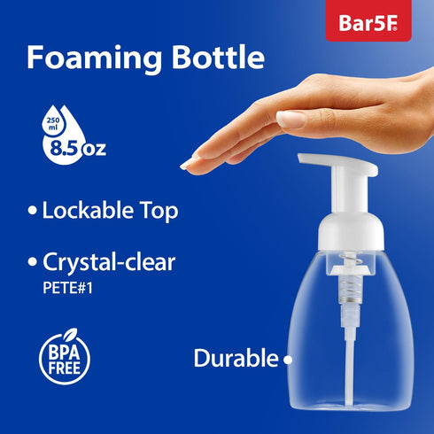Bar5F Foaming Soap Dispenser Pump Bottle for Dr. Bronner's Castile Liquid Soap 8.5-Ounce Pack of 2...