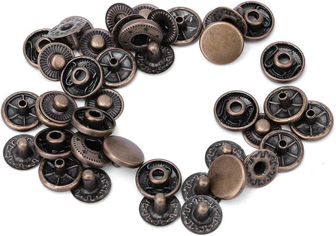 50 Sets Heavy Duty Leather Snap Fasteners Kit, Pure Brass Snap Buttons Metal Button Snaps Press Studs for Clothing, Leather, Jackets, Bracelets, B...