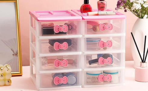 Lovely Four-tier Desk Receiving Drawers Cosmetic Case Storage Cabinet Box Room Desktop Organizer Makeup Organizer...