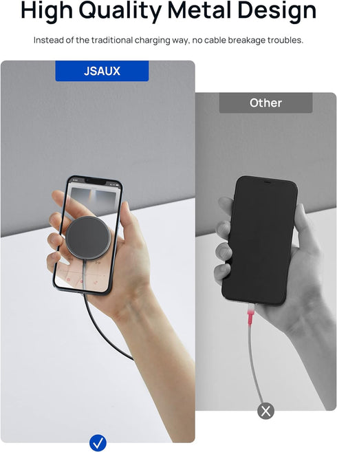 JSAUX Magnetic Wireless Charger Compatible for MagSafe Charger/iPhone 15/15 Pro/15 Plus/15 Pro Max/14/14 Pro/14 Plus/14 Pro Max/13/13 Pro/13 Pro M...