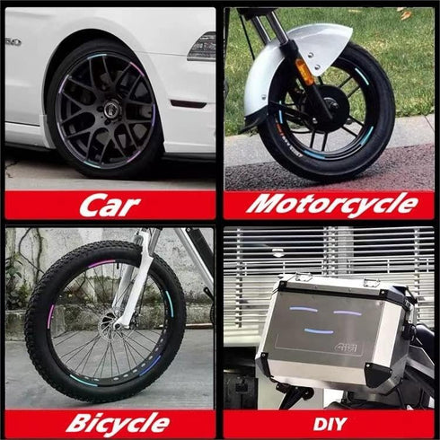20PCS Reflective Car Wheel Decorative Stripe Stickers, Night Safety Warning Stickers, Anti-Scratch Reflective Stickers Car Motorcycle Wheel Safety...