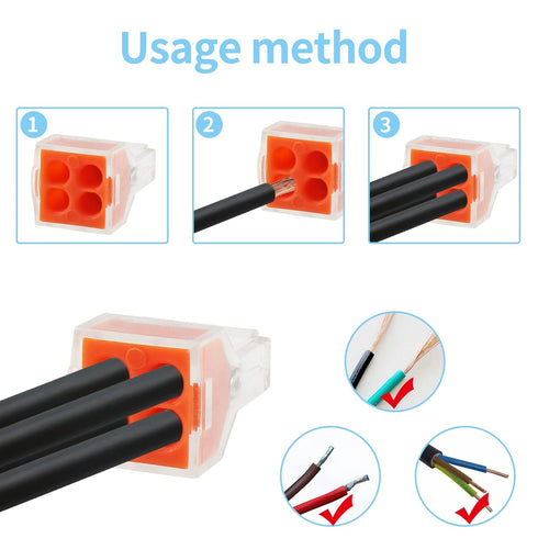 20pcs Push-in Wire Connecters 4 Port, Wire Quick Connection Terminal, 18-12 AWG / 0.75-2.5mm²...