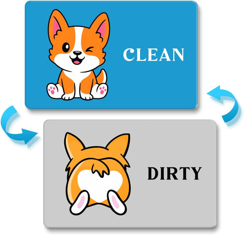 Cute Cartoon Animal Clean Dirty Dishwasher Magnet, Refrigerator Washing Machine Magnet Double Sided Kitchen Reversible Dish Washer Sign, Apartment...