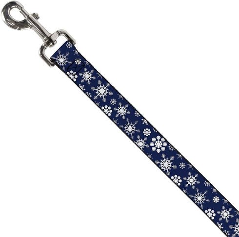 Dog Leash Snowflakes Blue White 4 Feet Long 1.0 Inch Wide...