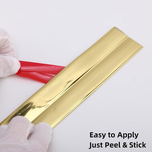 Multifunctional Wall Molding Trim & Corner Guards & Caulk Strip, Apply in Table Edge Door Frame Baseboard for Protection and Decoration, Shiny Gol...