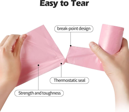 2-4 Gallon Portable Trash Bags,60 Counts Thicken portable Small Garbage Bags for Office, Kitchen,Bedroom Trash Can,Strong Trash Bags?Pink?...
